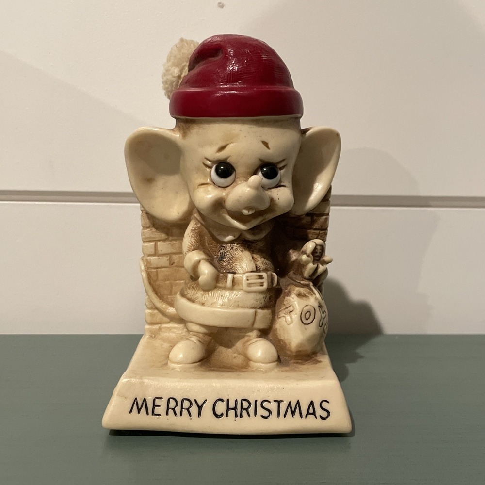 Vintage 1969 Santa Mouse Merry Christmas Figurine‎ Russ Wallace Berrie USA Made